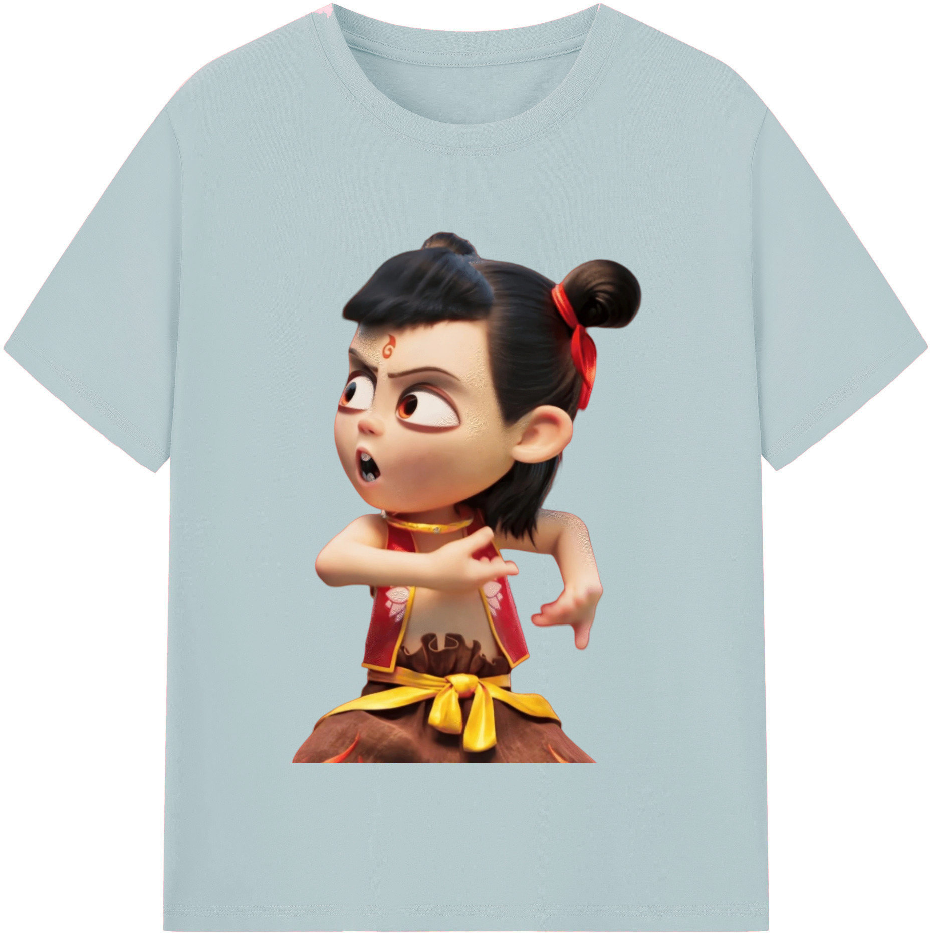 （画像用） Ne Zha 2 ナタ 魔童の大暴れ 綿100％半袖Tシャツ（フロントプリント）